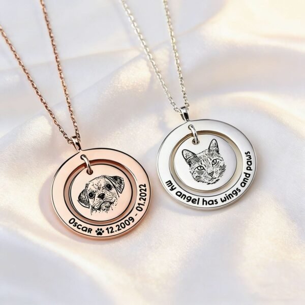 Colar memorial com aro e retrato do pet