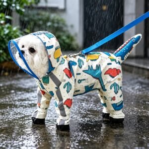 Macacão impermeável estampado de quatro patas para cães