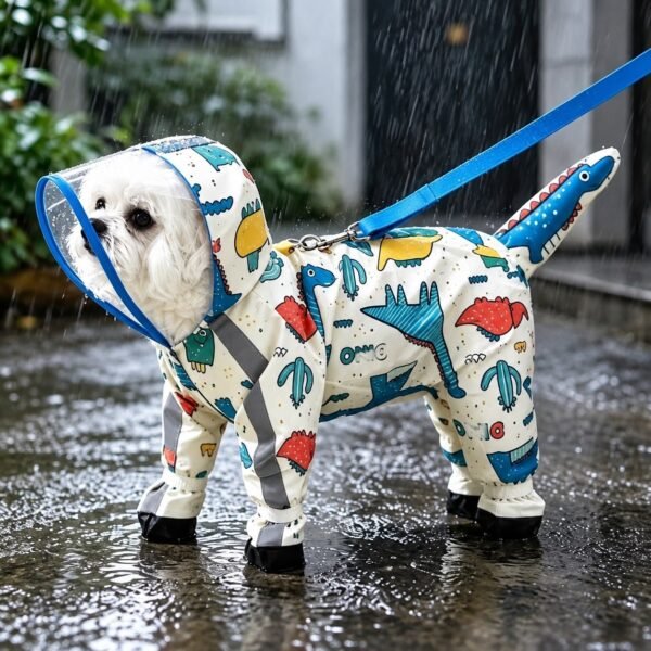 Macacão impermeável estampado de quatro patas para cães