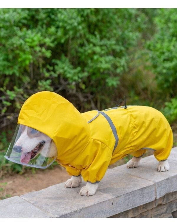 Capa de chuva com capuz e faixas refletivas para cães grandes