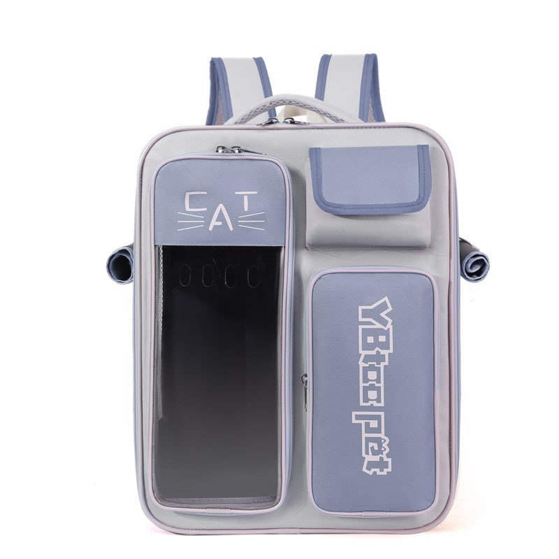 Mochila ventilada com visor para transporte de gatos