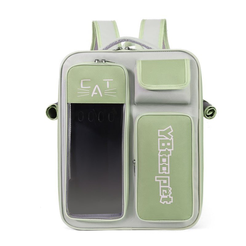 Mochila ventilada com visor para transporte de gatos